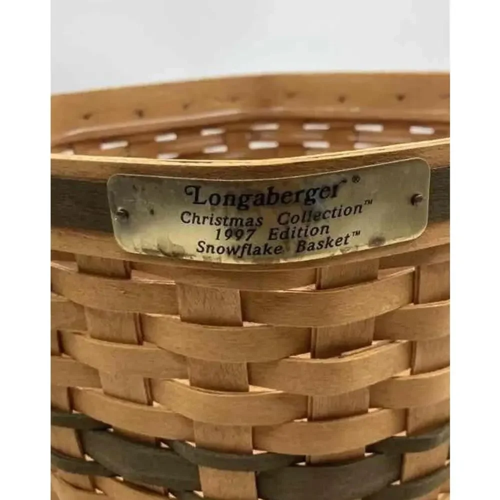 Longaberger Christmas Collection 1997 Snowflake Basket Wood Hexagon Handmade